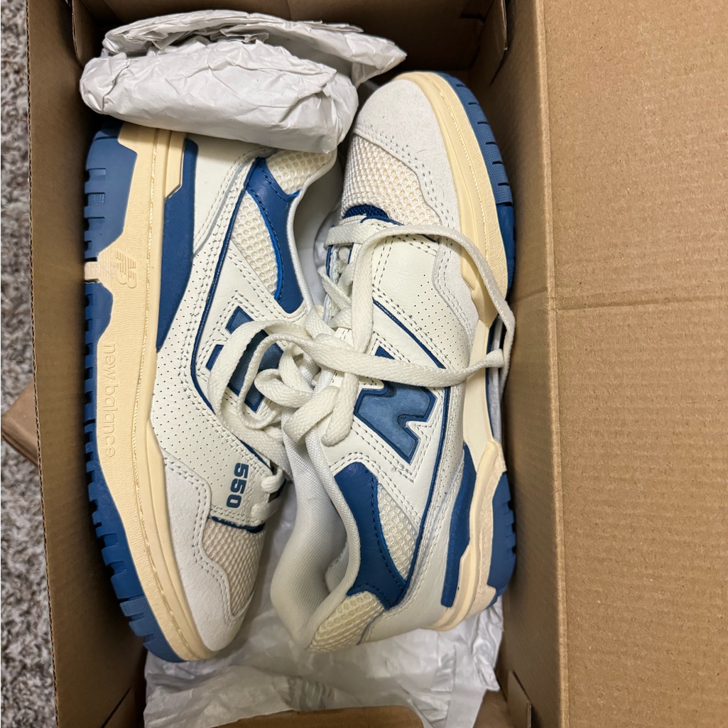 New Balance 550 Cream And Blue Sneakers Brand New Not Worn